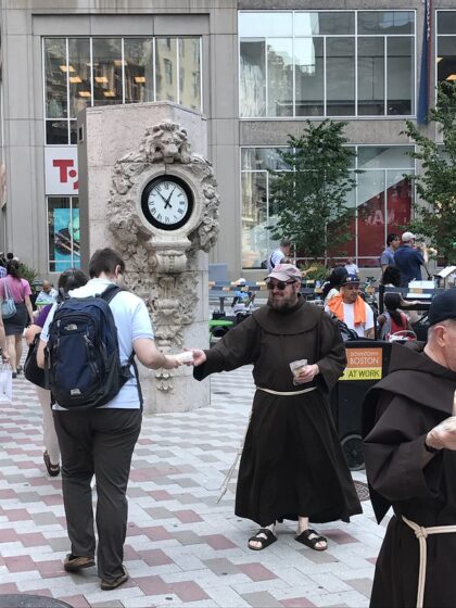 St. Anthony Shrine meeting people on the street