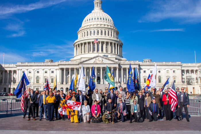 Group of American Promise volunteers posing in front of the capital building