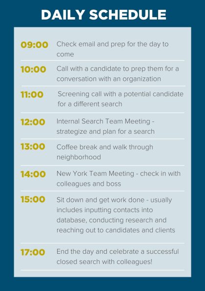Jesse's daily schedule from 9 am to 5 pm