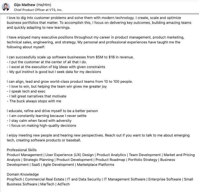 Gijo Matthew linkedin summary