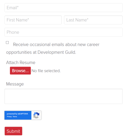 Screenshot of Join Us form