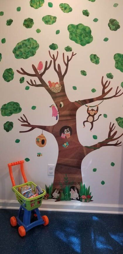 Tree mural at Project SAGE house