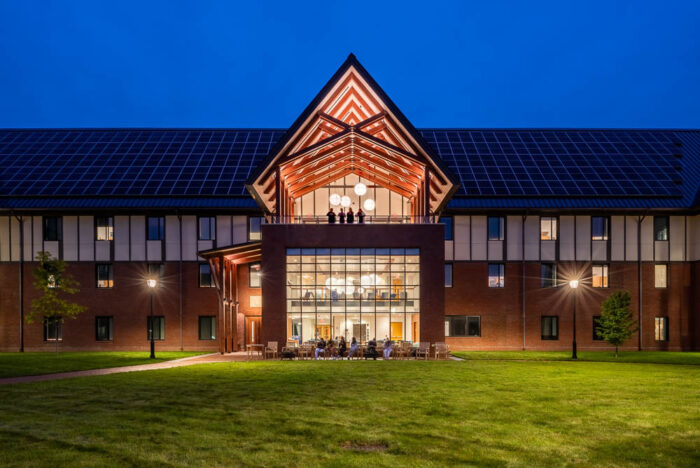 view of St. Mark's School at night