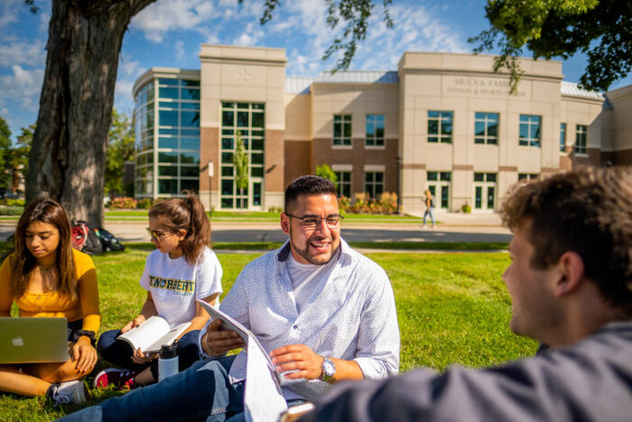St. Norbert College students on the green
