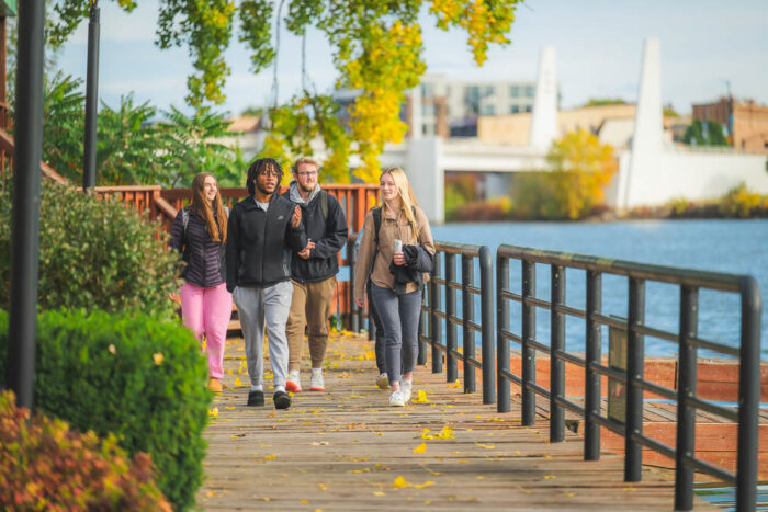 St. Norbert College students walking around campus