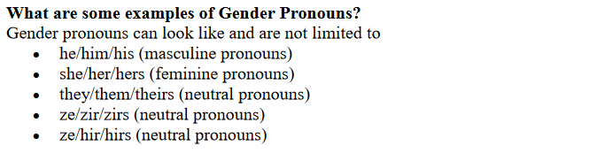 Examples of gender pronouns